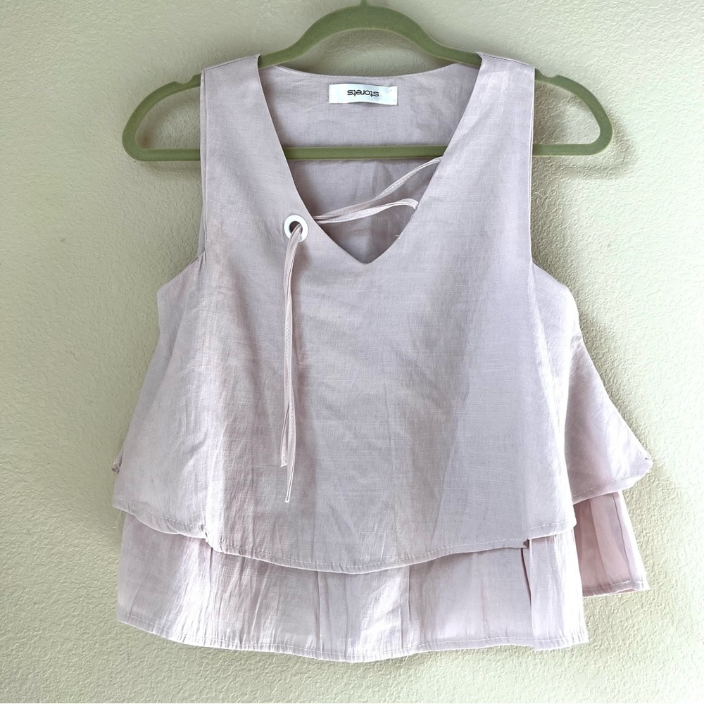Storets ruffle layer tank top in dusty rose pink, size S